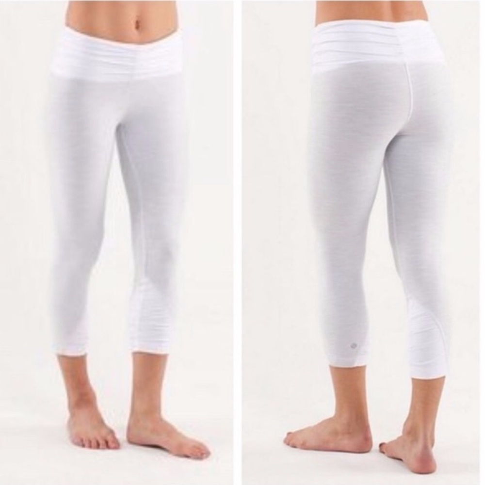 LULULEMON Gray White Embrace Crop Leggings Size 2